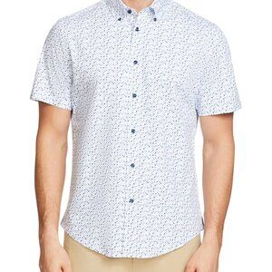 Brooklyn Brigade White/Blue Geo Print Knit Short Sleeve Shirt